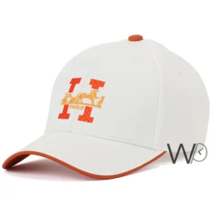 Casquette de Luxe brodée "H Paris" – Blanche et Orange Éclatant en Coton Premium